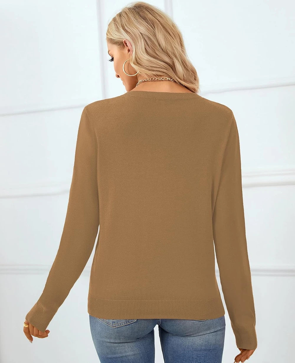 Cotton V-Neck Pullover Sweater