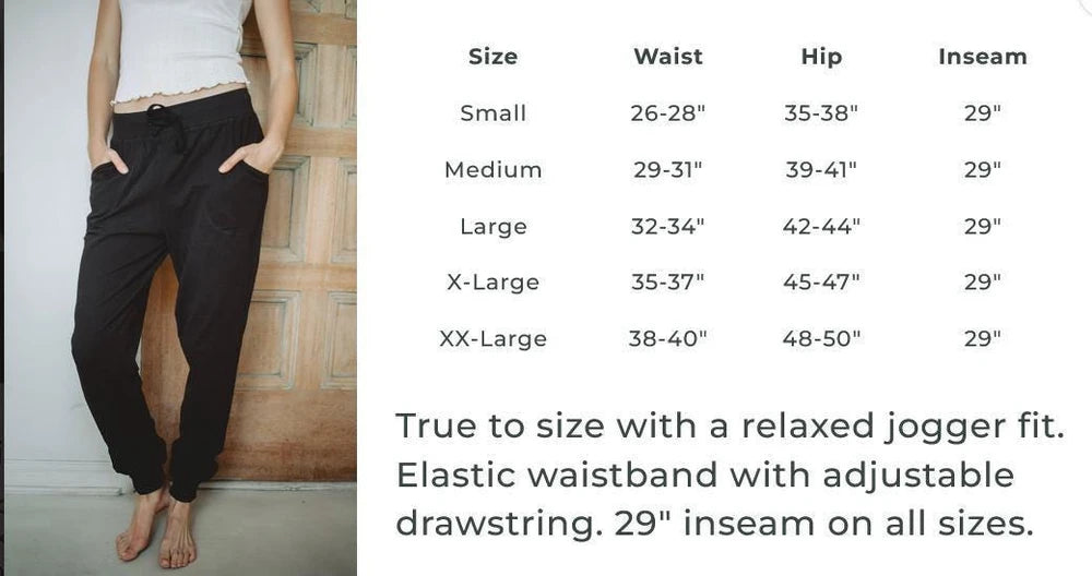 55% Hemp and 45% Organic Cotton Lounge Joggers