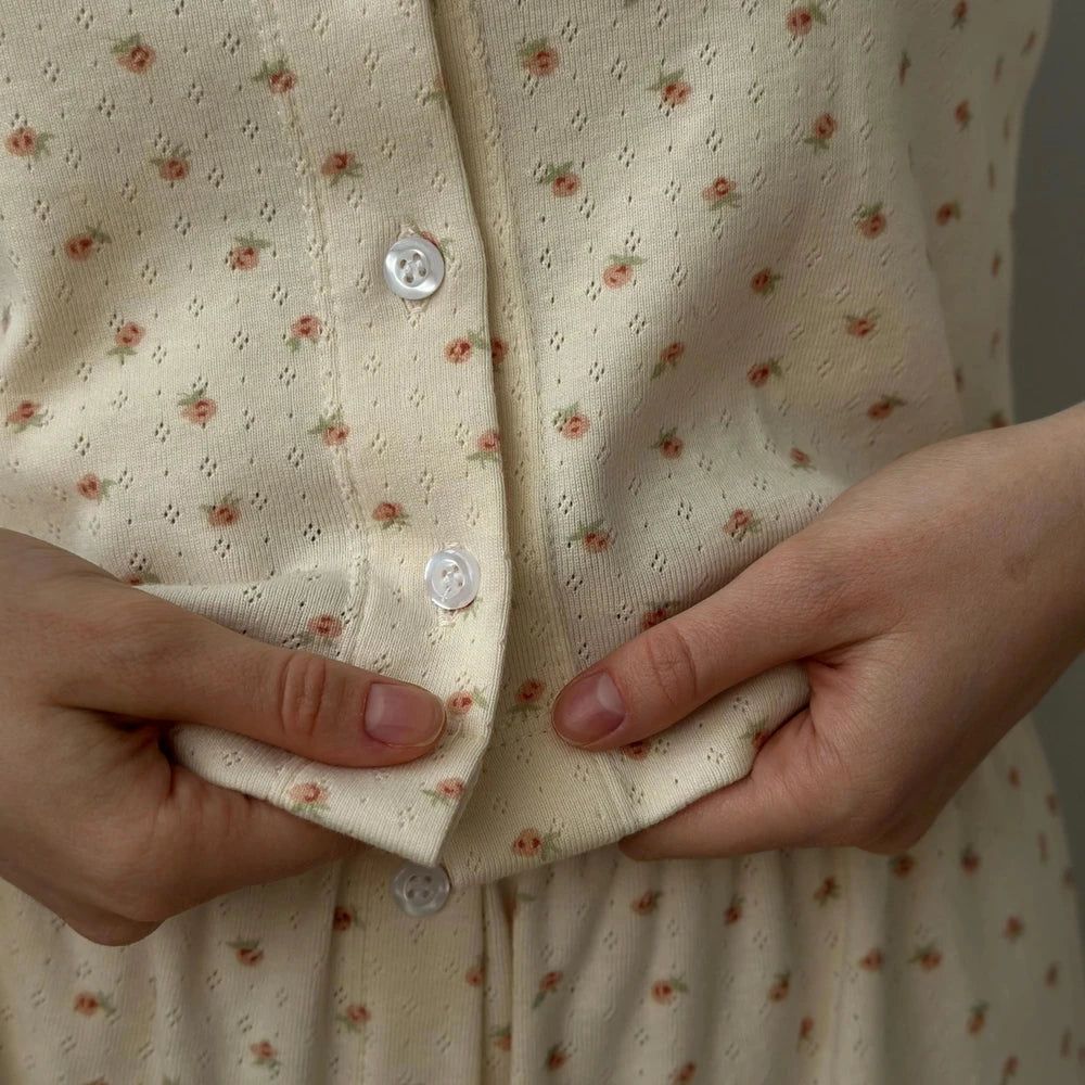 Floral Pointelle 100% Organic Cotton Lounge Shirt