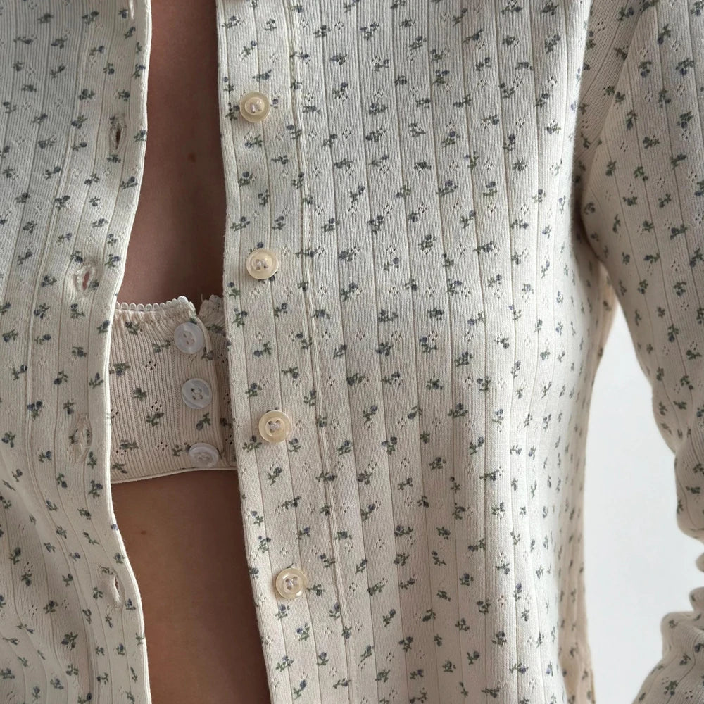 Floral Pointelle 100% Organic Cotton Lounge Shirt