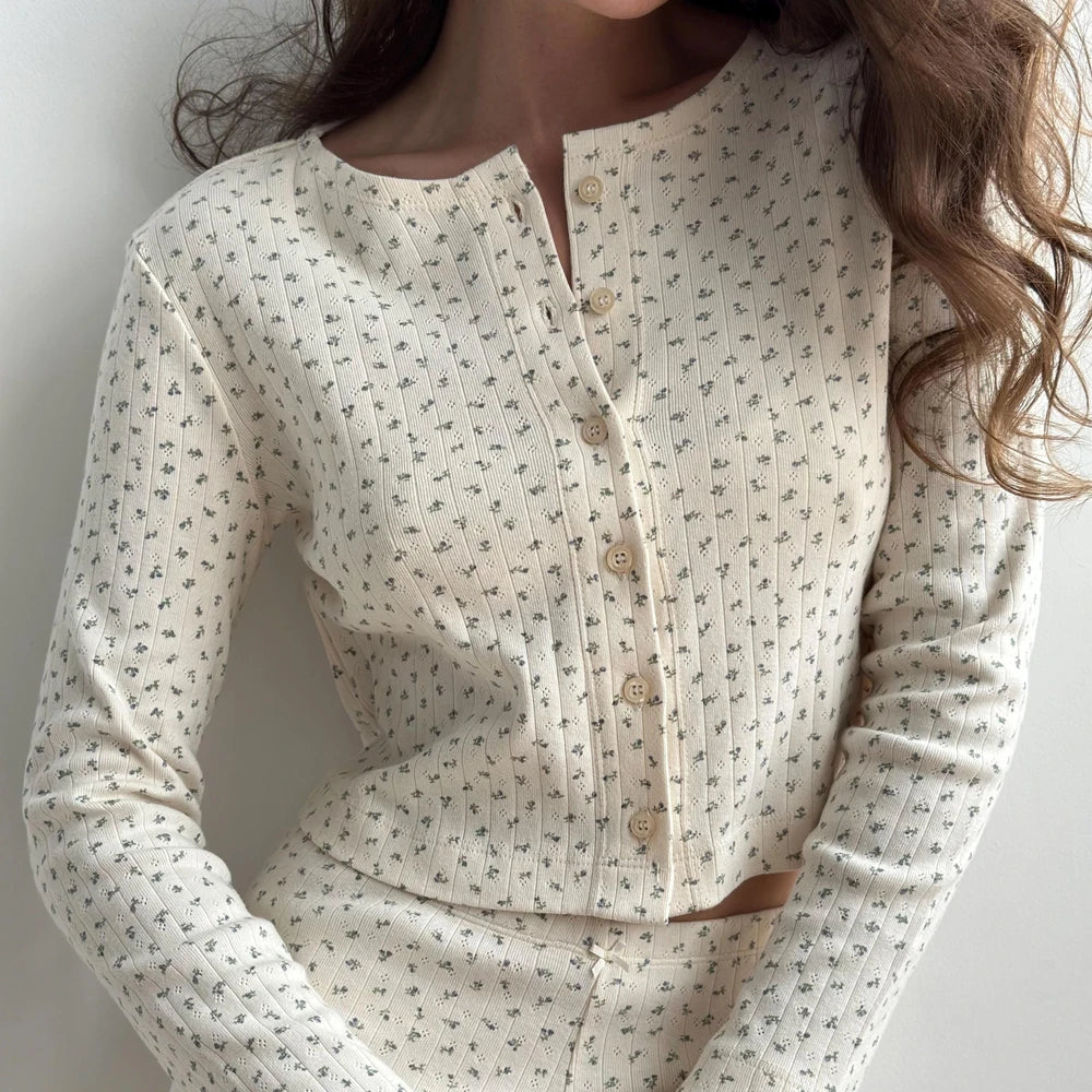 Floral Pointelle 100% Organic Cotton Lounge Shirt