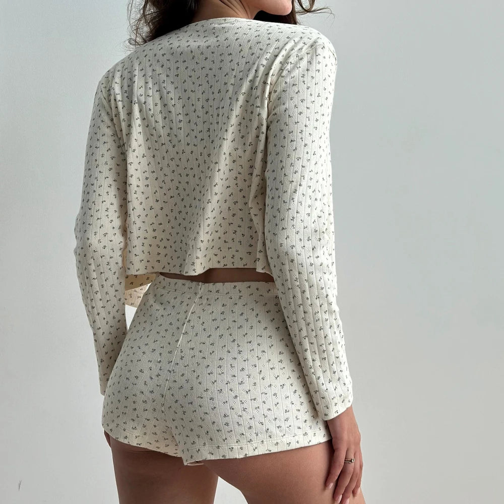 Floral Pointelle 100% Organic Cotton Lounge Shirt