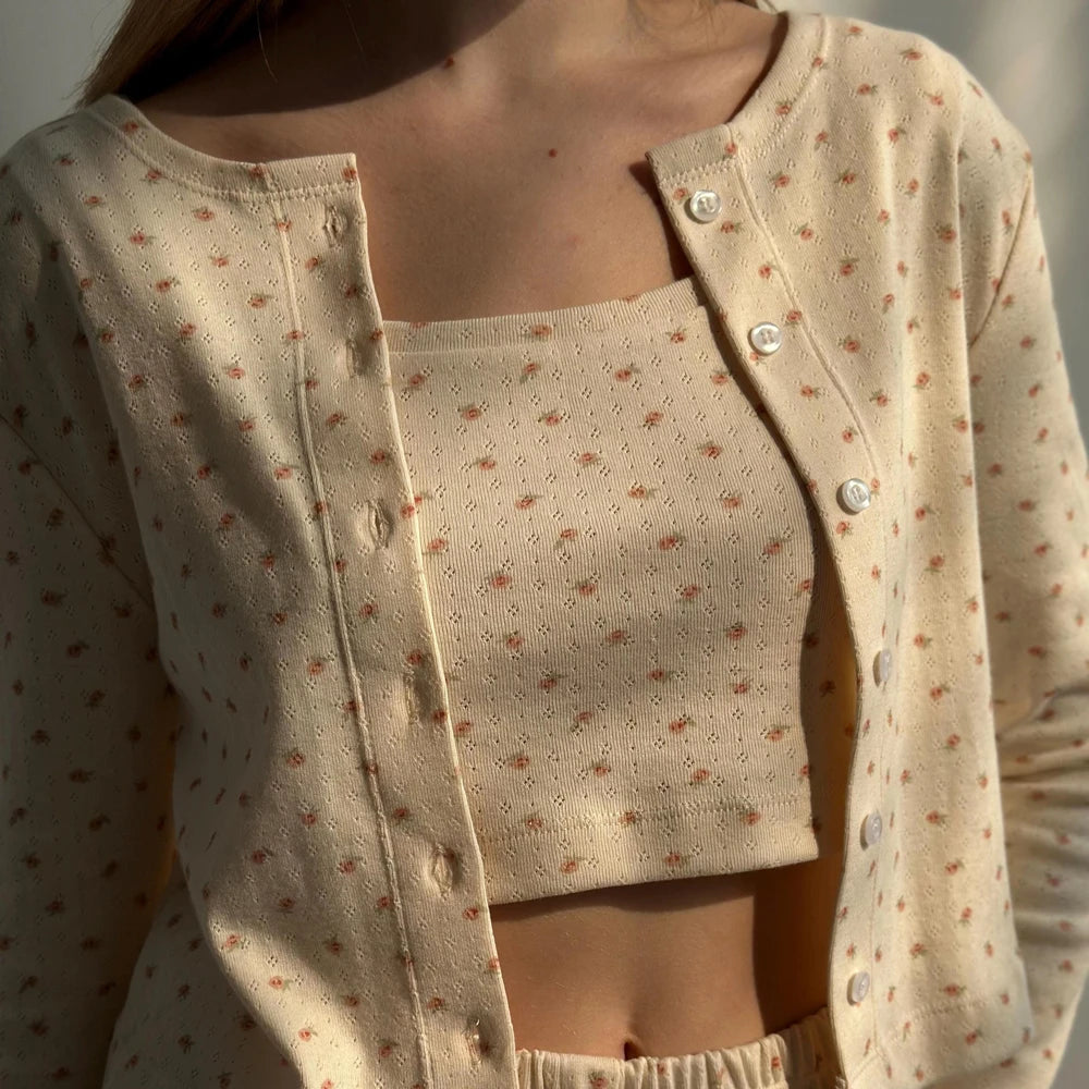 Floral Pointelle 100% Organic Cotton Lounge Shirt