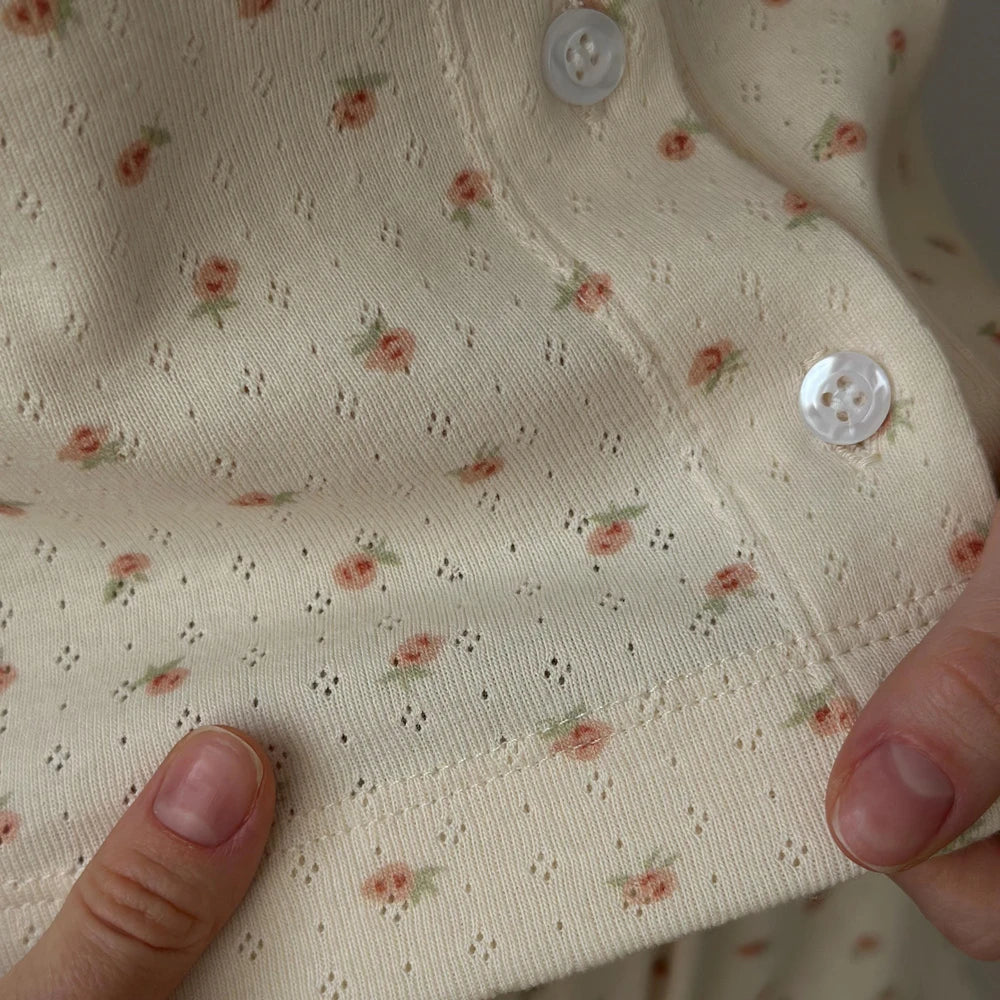 Floral Pointelle 100% Organic Cotton Lounge Shirt