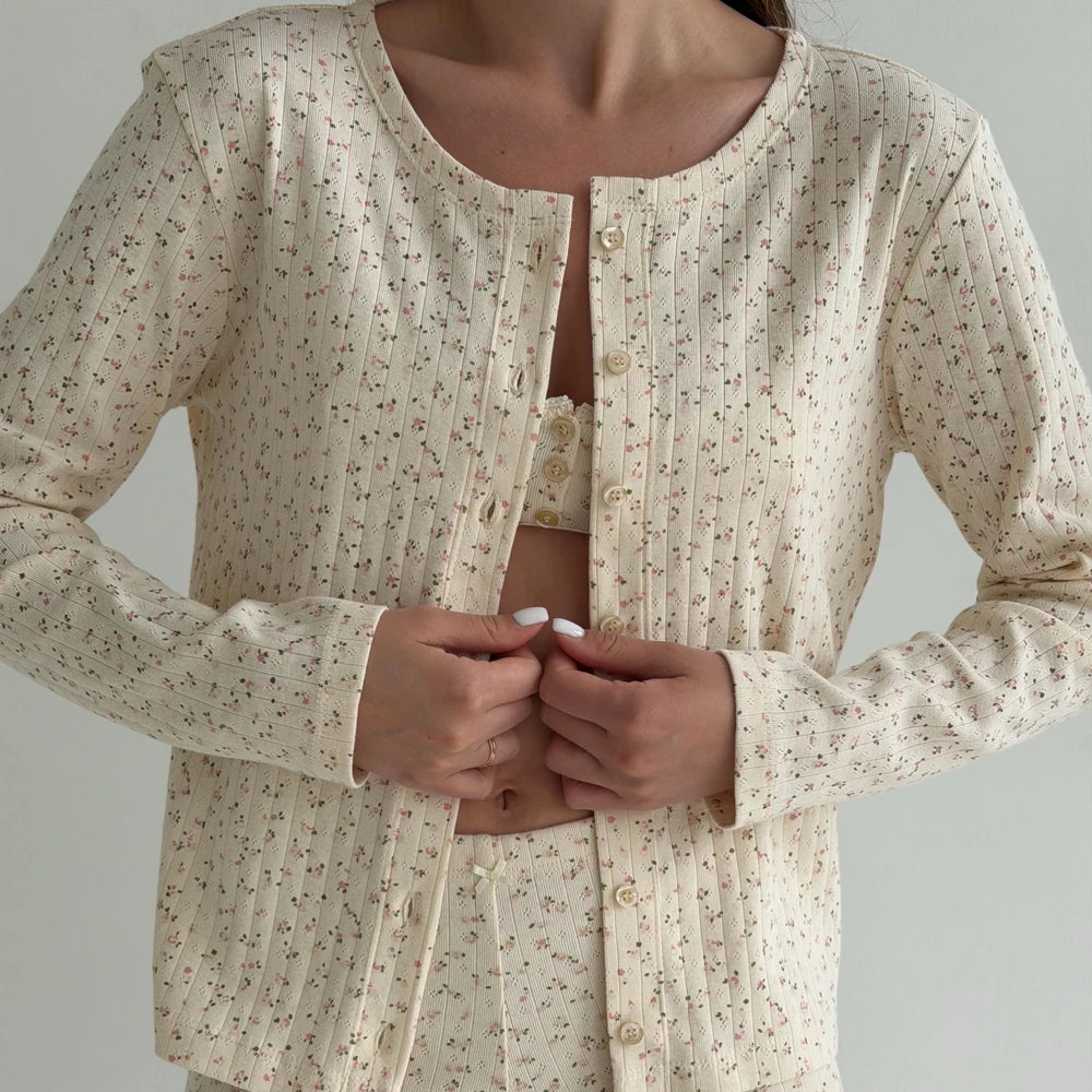 Floral Pointelle 100% Organic Cotton Lounge Shirt
