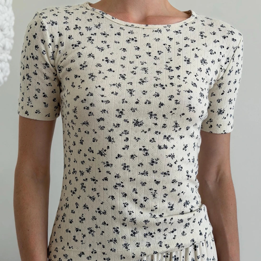 Floral Ribbed Cotton Pajama Set