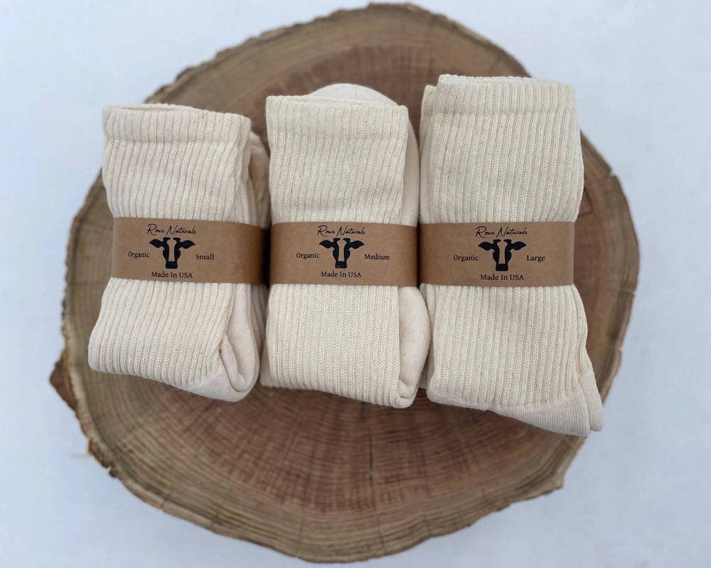 Unbleached Organic Cotton Crew Socks