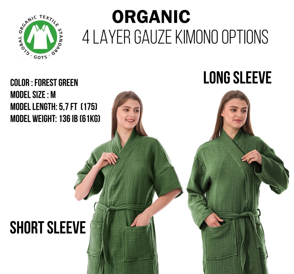 100% Organic Cotton Muslin Kimono Robe