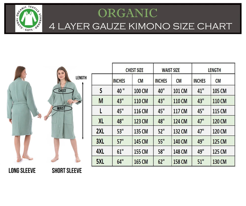 100% Organic Cotton Muslin Kimono Robe