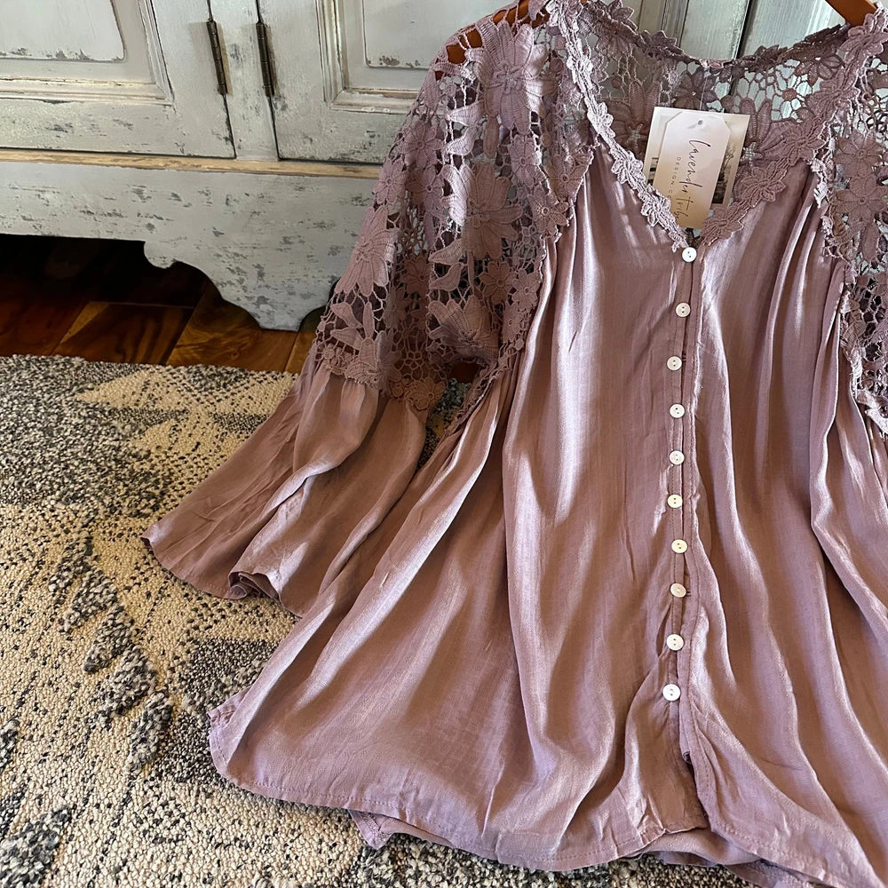 Lilac Lace Cotton Blouse