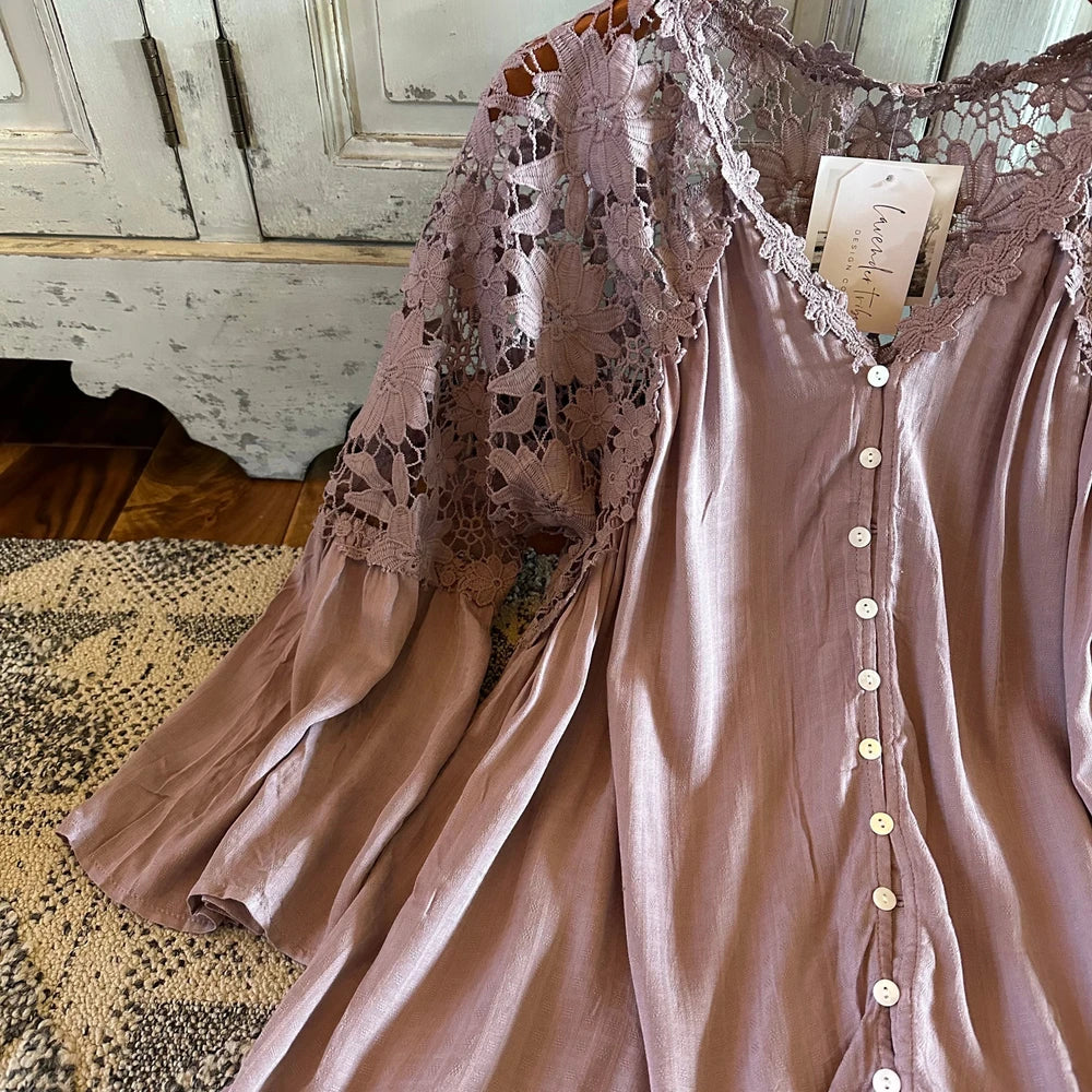 Lilac Lace Cotton Blouse