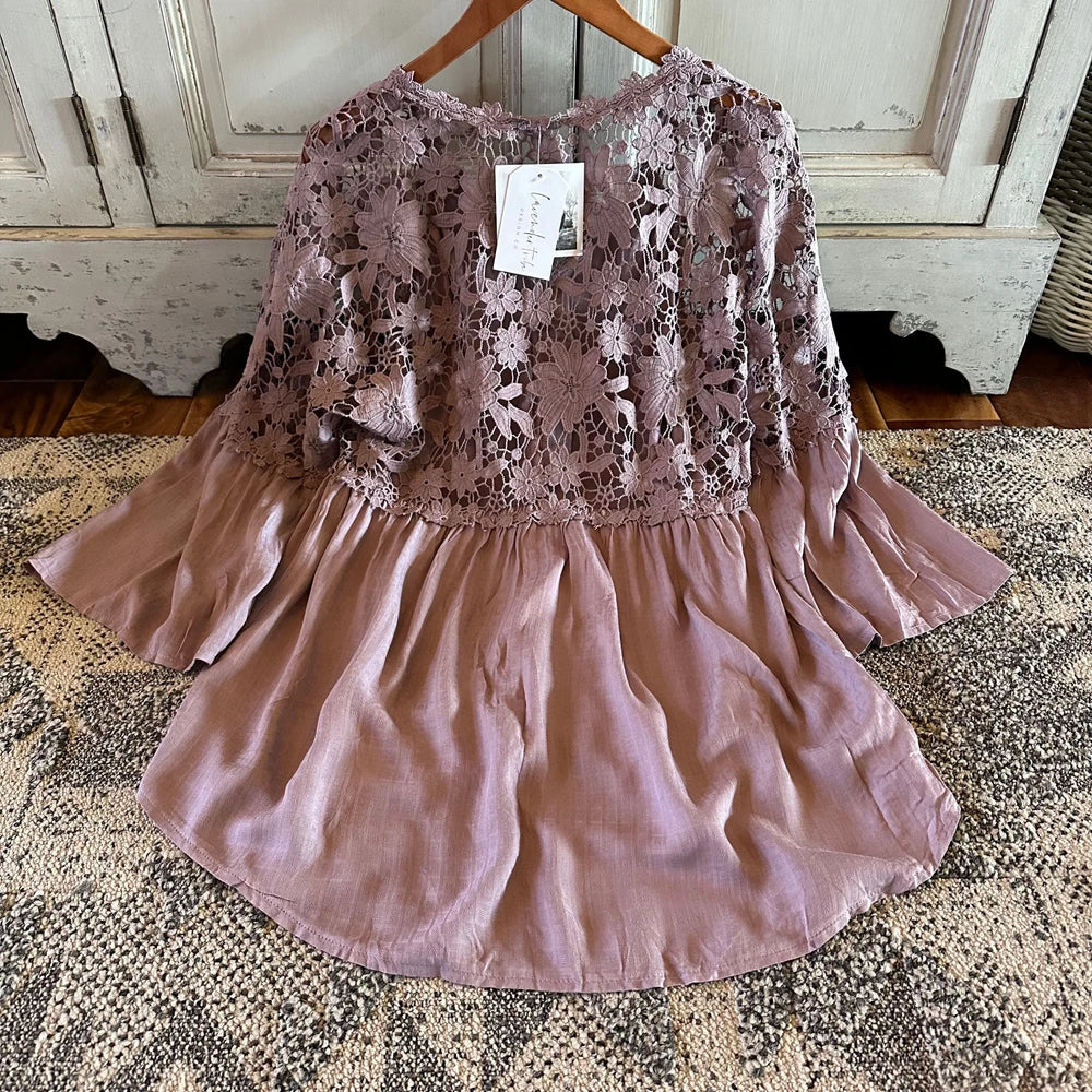 Lilac Lace Cotton Blouse